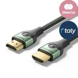 Vention cotton braided ultra thin hdmi-a male to male hd cable 8k 1m aluminum alloy type - green